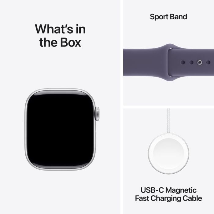 Apple Watch Series 11 Silver Aluminium Case with Purple Fog Sport Band - Oraxxi
